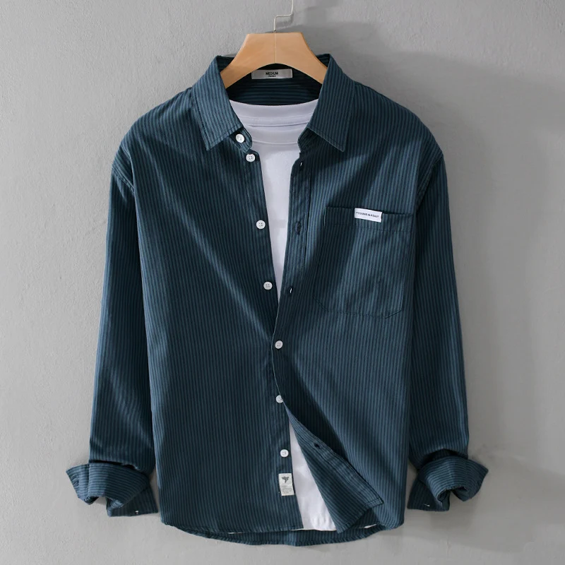 Herren Feines Cordhemd im Overshirt‑Stil mit Brusttasche, Relaxed Fit und feiner Wellenstruktur Drune