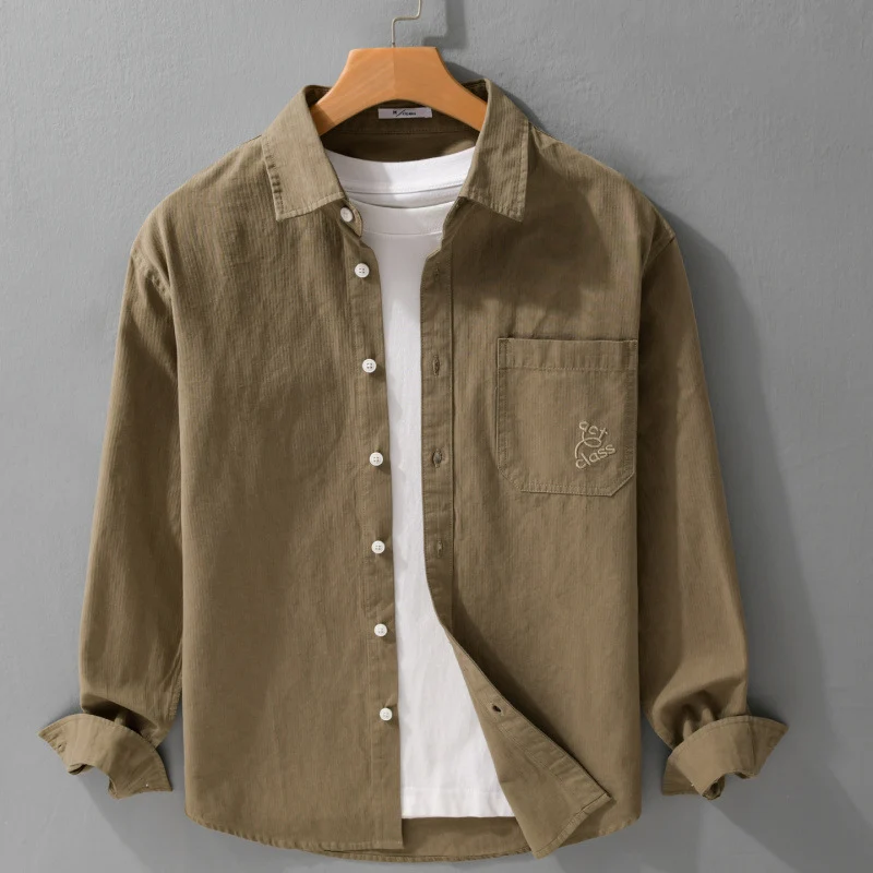 Herren Feines Cord-Überhemd im Overshirt-Stil mit Kentkragen und aufgesetzter Brusttasche Drune