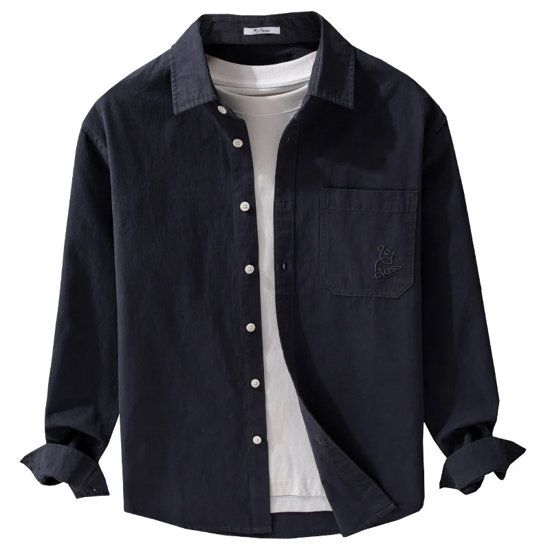Herren Feines Cord-Überhemd im Overshirt-Stil mit Kentkragen und aufgesetzter Brusttasche Drune