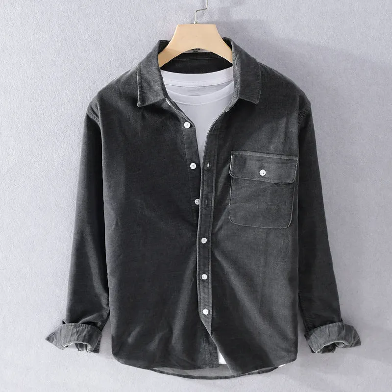 Herren Feine Cord‑Hemdjacke mit Pattentasche und legerem Schnitt Drune