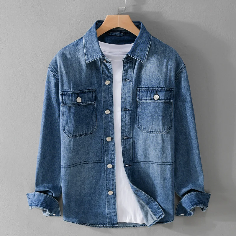 Herren Denim-Utility-Hemdjacke mit Brusttaschen und legerer Passform Drune