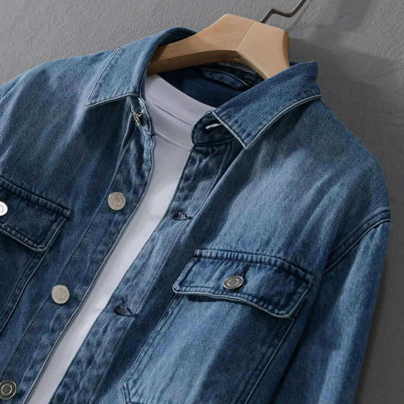 Herren Denim-Utility-Hemdjacke mit Brusttaschen und legerer Passform Drune