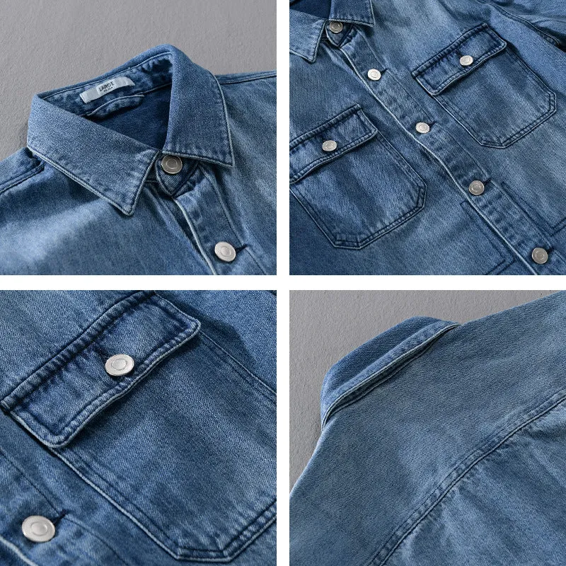 Herren Denim-Utility-Hemdjacke mit Brusttaschen und legerer Passform Drune