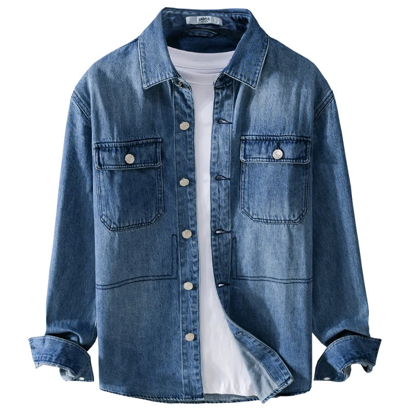 Herren Denim-Utility-Hemdjacke mit Brusttaschen und legerer Passform Drune