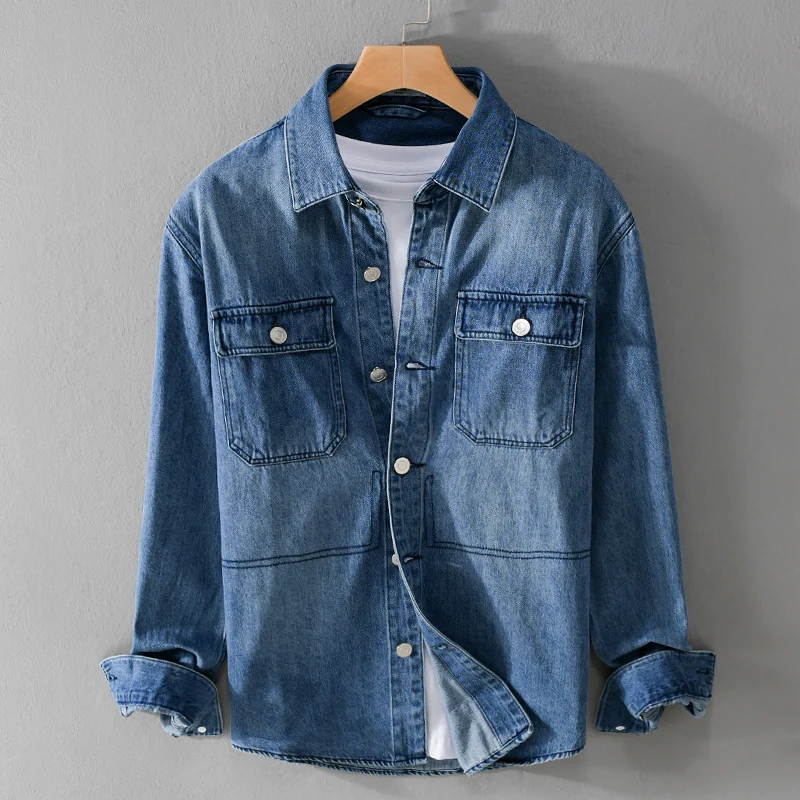 Herren Denim-Utility-Hemdjacke mit Brusttaschen und legerer Passform Drune
