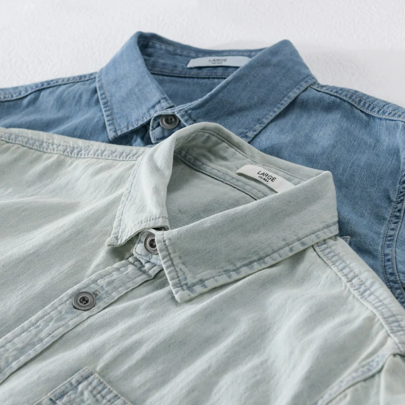 Herren Denim-Überhemd im lässigen Worker-Look mit Einstecktasche und softem Finish Drune