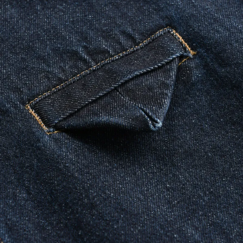 Herren Denim-Overshirt im Worker-Stil mit verdeckter Knopfleiste Drune