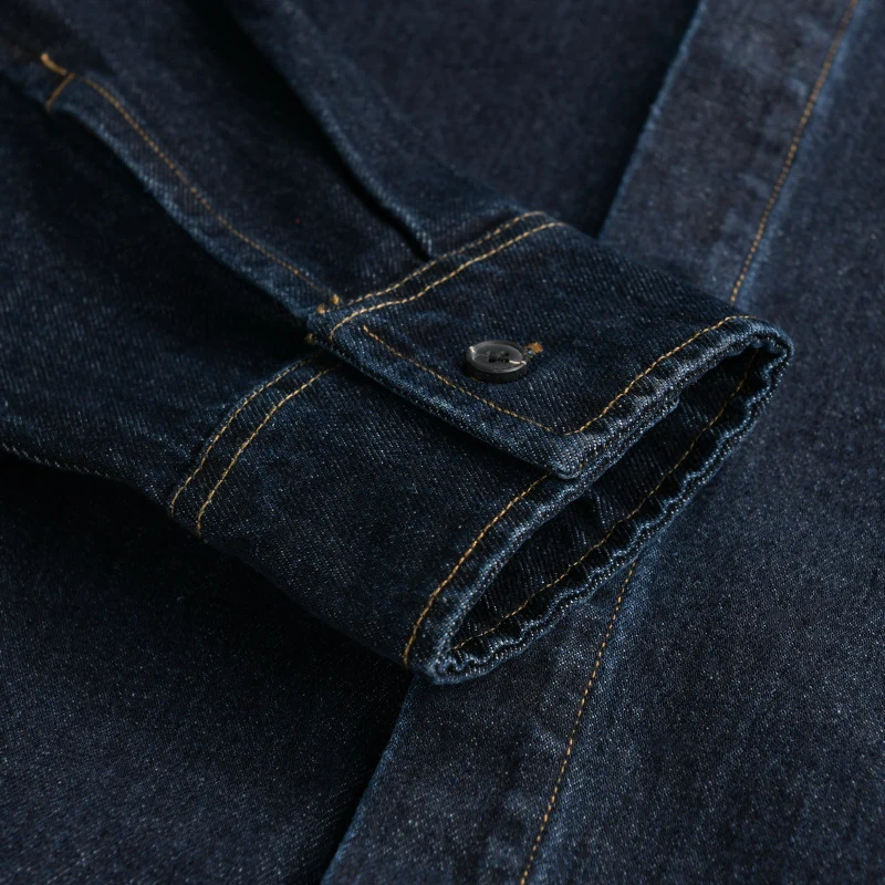 Herren Denim-Overshirt im Worker-Stil mit verdeckter Knopfleiste Drune