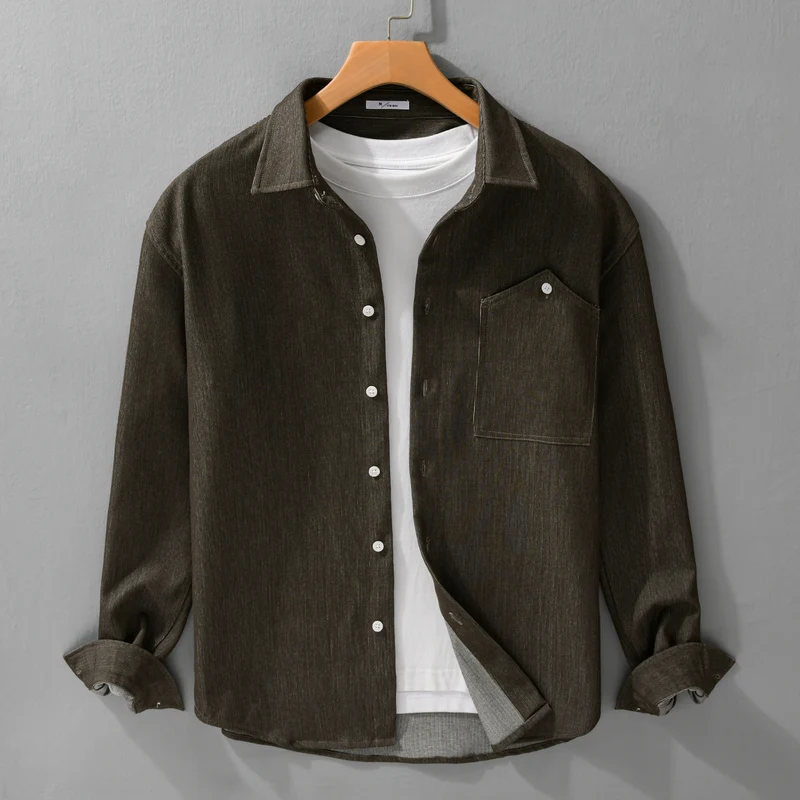 Herren Denim-Overshirt im Hemdjackenstil mit Brusttasche und durchgehender Knopfleiste Drune