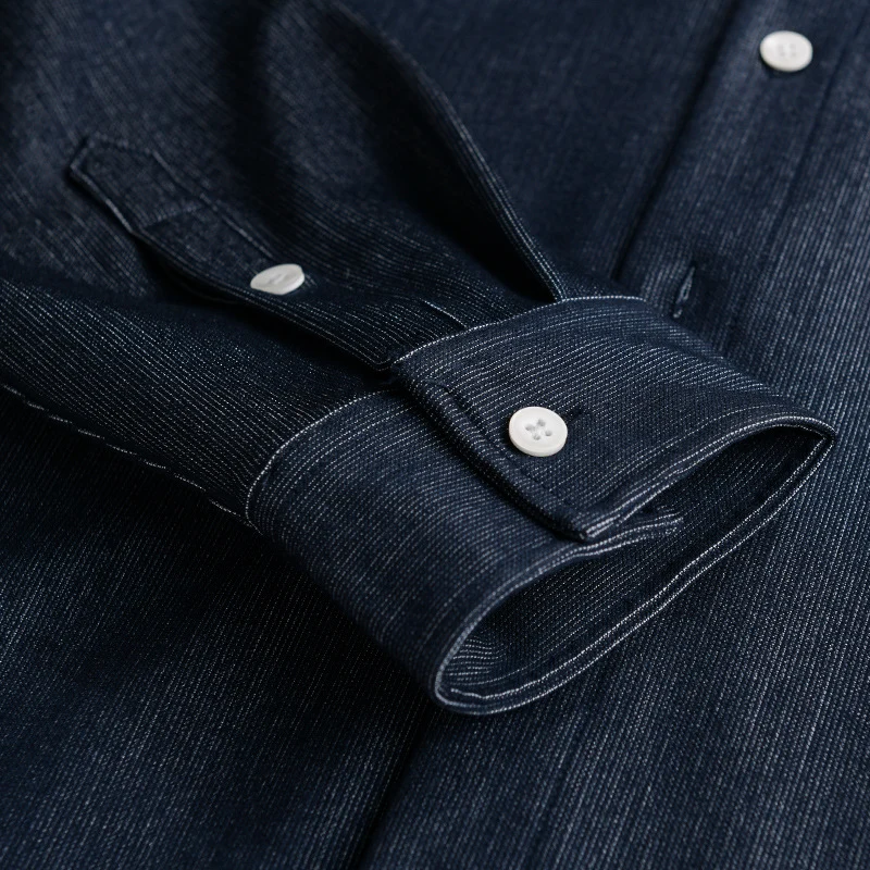 Herren Denim-Overshirt im Hemdjackenstil mit Brusttasche und durchgehender Knopfleiste Drune