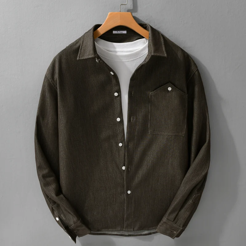 Herren Denim-Overshirt im Hemdjackenstil mit Brusttasche und durchgehender Knopfleiste Drune