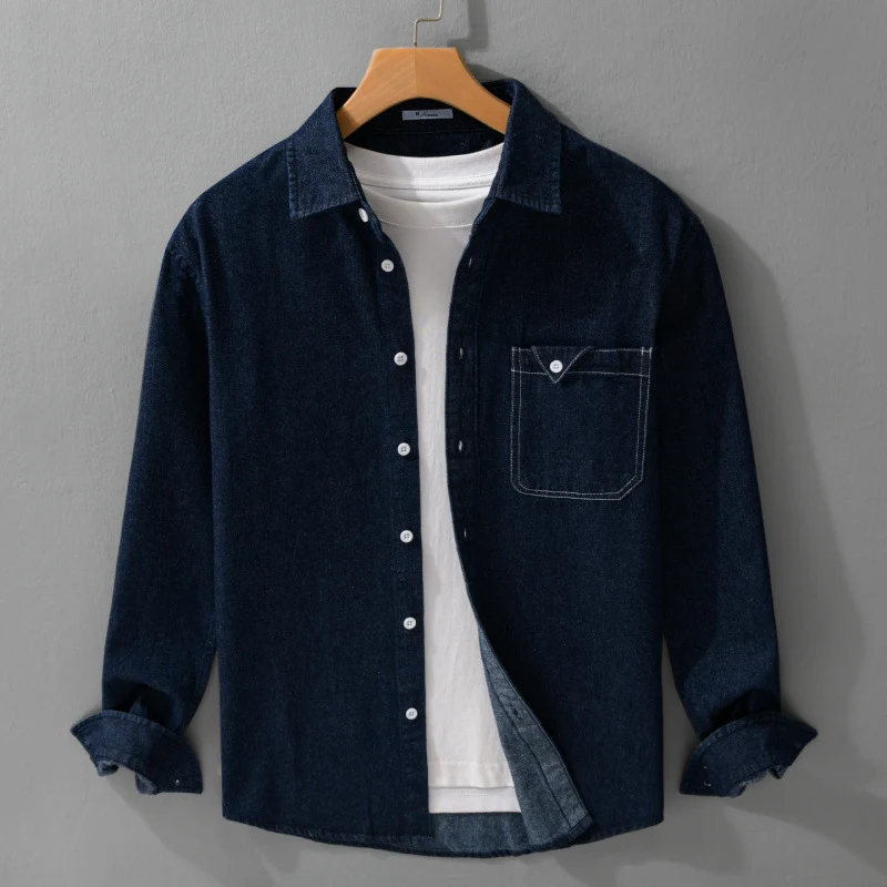 Herren Denim-Overshirt im Hemdjacken-Stil mit aufgesetzter Brusttasche und Relaxed-Fit Drune