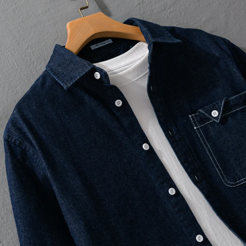 Herren Denim-Overshirt im Hemdjacken-Stil mit aufgesetzter Brusttasche und Relaxed-Fit Drune