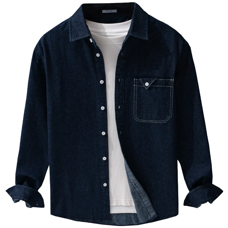 Herren Denim-Overshirt im Hemdjacken-Stil mit aufgesetzter Brusttasche und Relaxed-Fit Drune