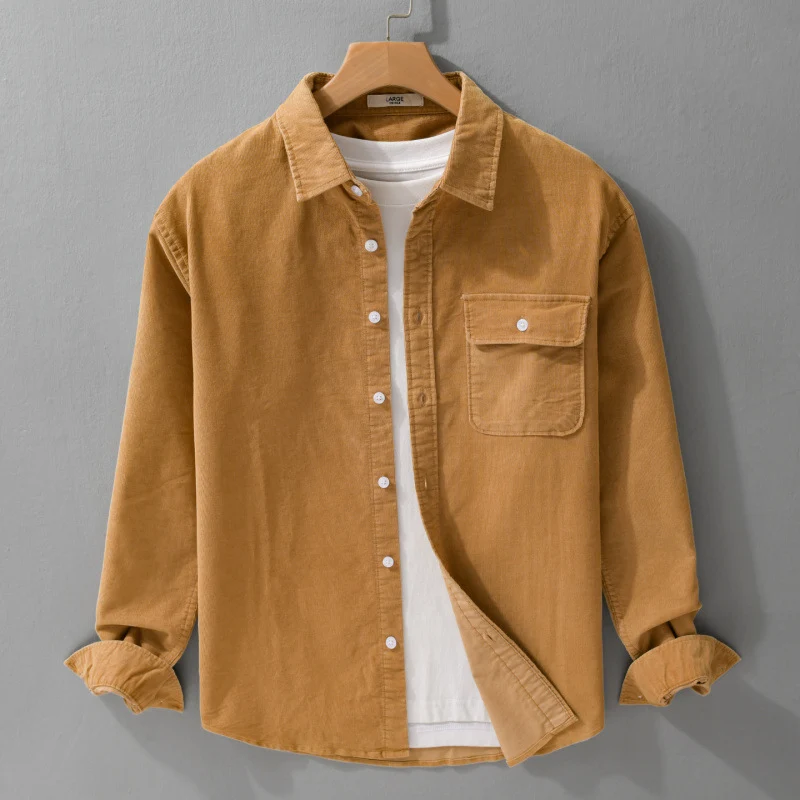 Herren Cordshirt im Overshirt‑Stil mit Brustpatte und entspannter Passform Drune