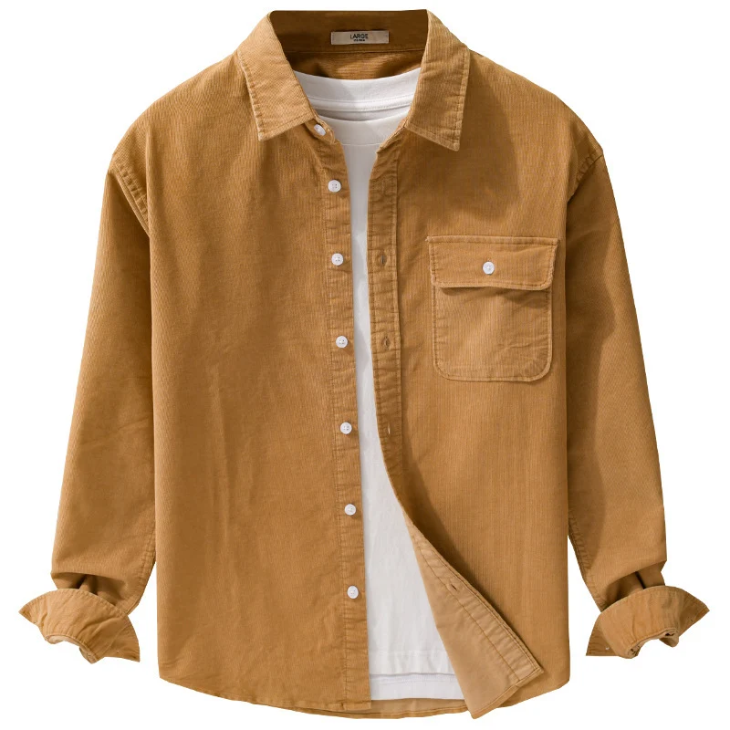 Herren Cordshirt im Overshirt‑Stil mit Brustpatte und entspannter Passform Drune