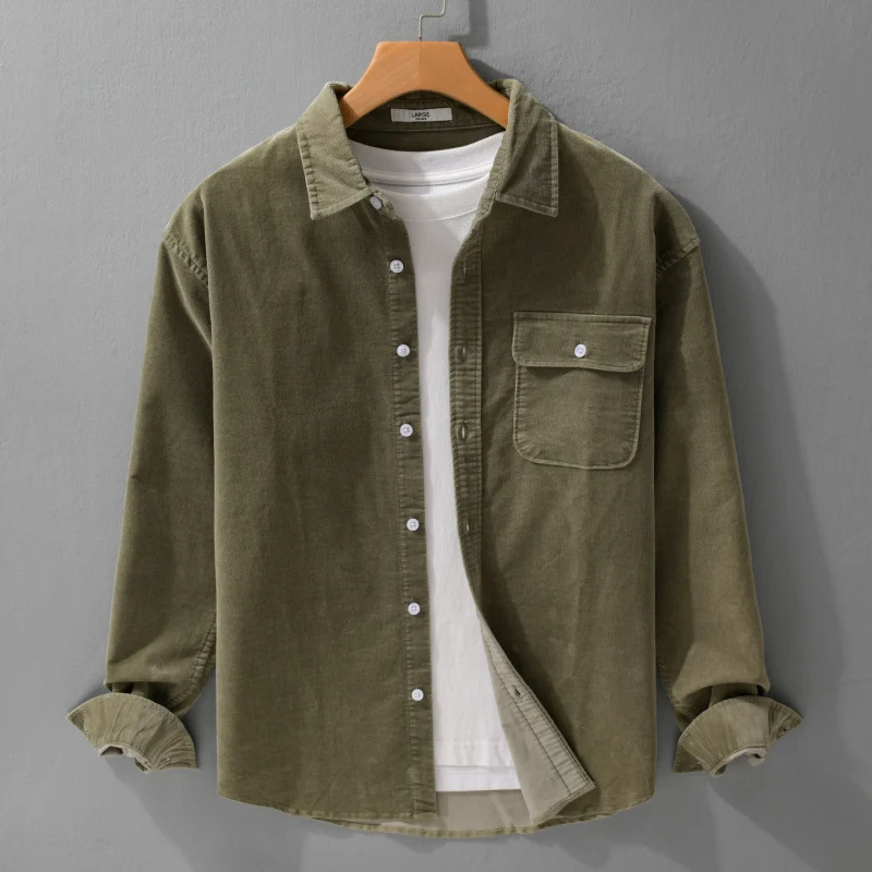 Herren Cordshirt im Overshirt‑Stil mit Brustpatte und entspannter Passform Drune