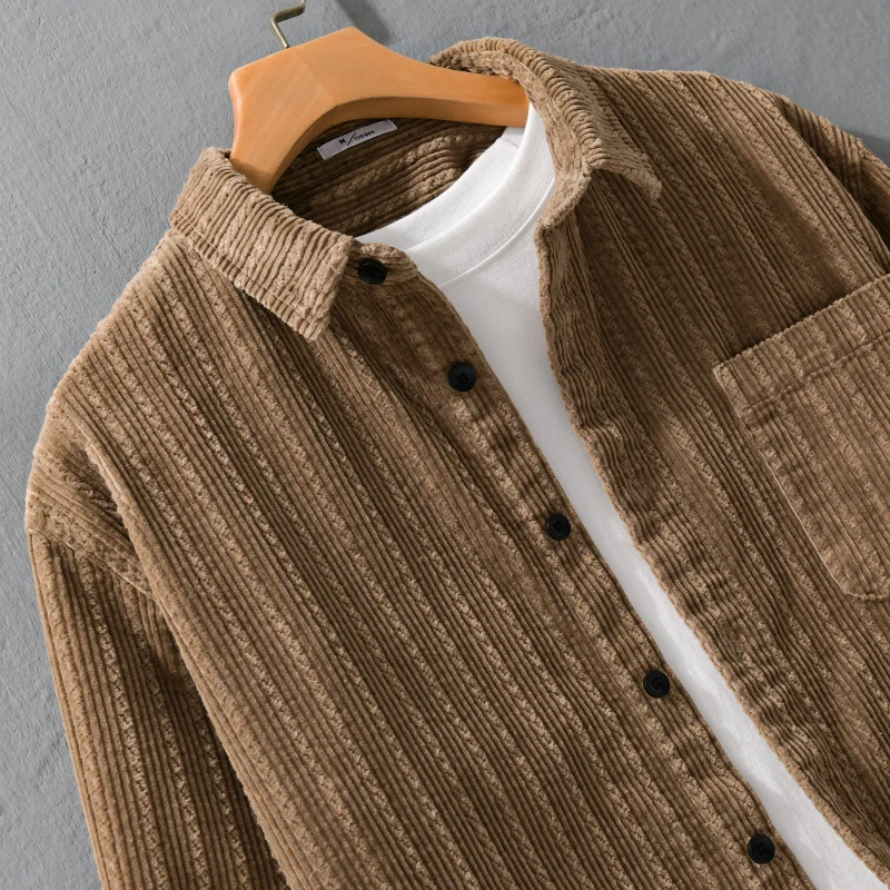 Herren Cord-Overshirt mit markanter Rippenstruktur und Brusttasche Drune