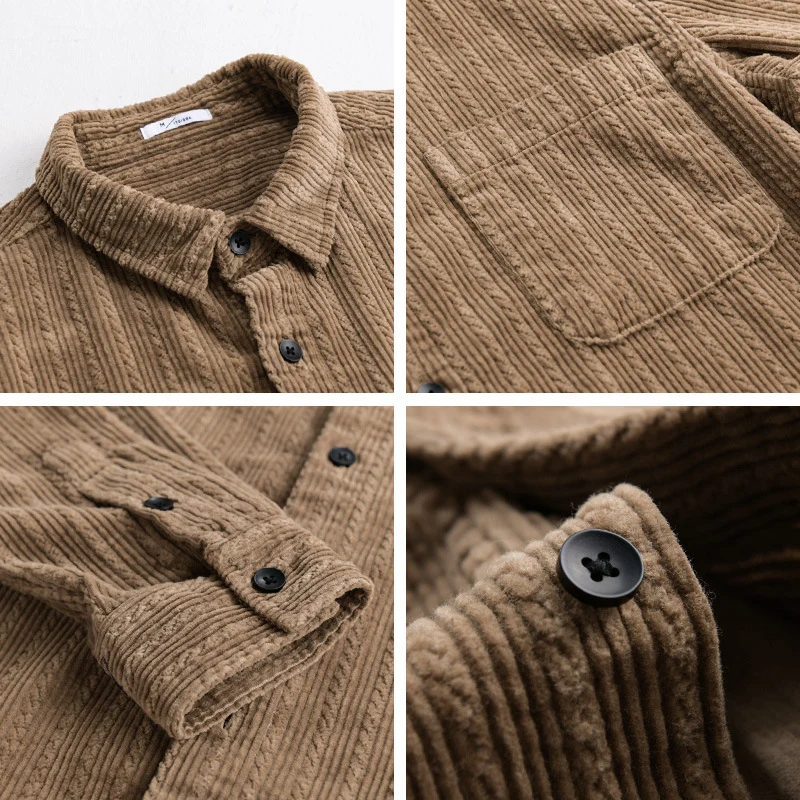 Herren Cord-Overshirt mit markanter Rippenstruktur und Brusttasche Drune