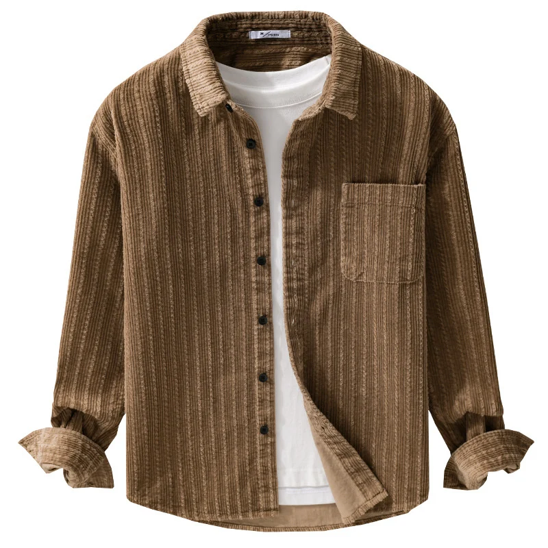 Herren Cord-Overshirt mit markanter Rippenstruktur und Brusttasche Drune