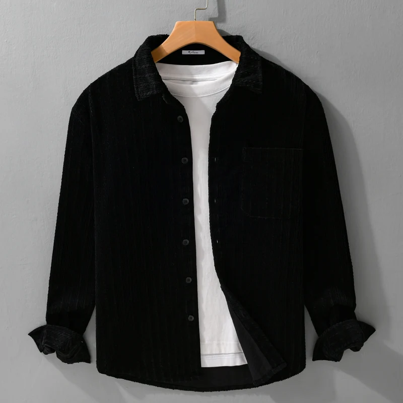 Herren Cord-Overshirt mit markanter Rippenstruktur und Brusttasche Drune
