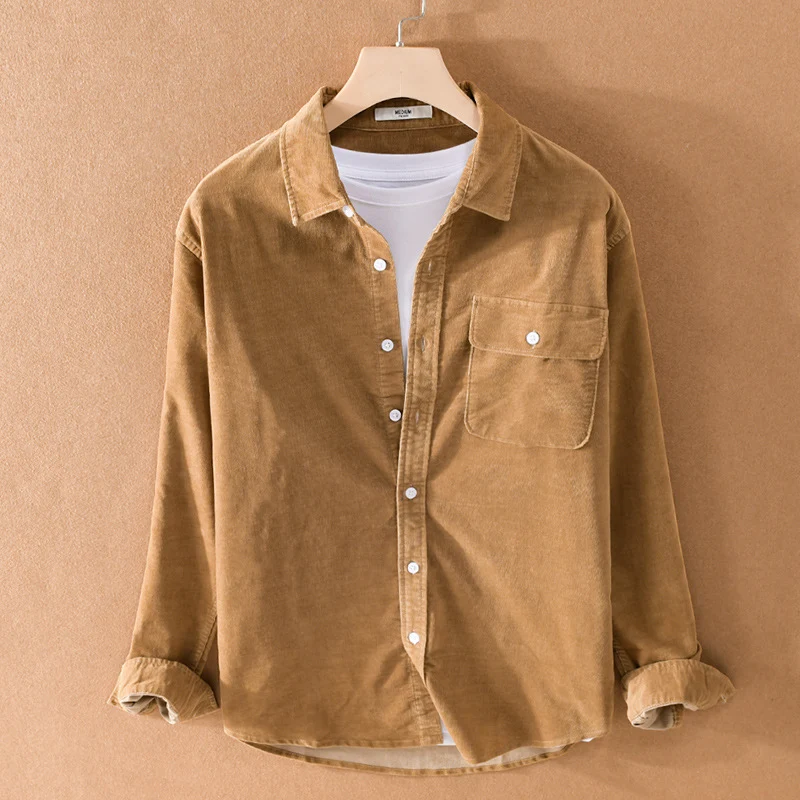 Herren Cord-Overshirt mit Brusttasche, Relaxed-Fit und durchgehender Knopfleiste Drune