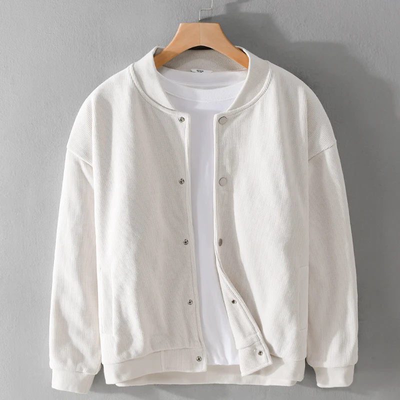 Herren Cord-Collegejacke mit Druckknopfleiste und Rippbündchen Drune