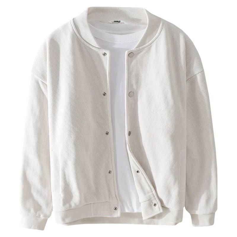 Herren Cord-Collegejacke mit Druckknopfleiste und Rippbündchen Drune