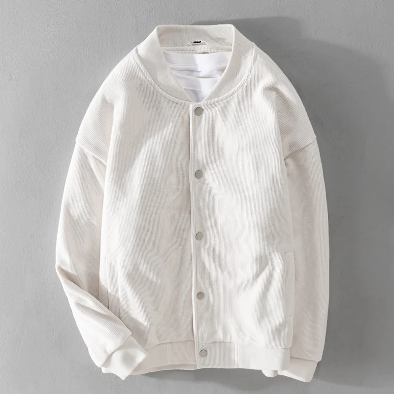 Herren Cord-Collegejacke mit Druckknopfleiste und Rippbündchen Drune