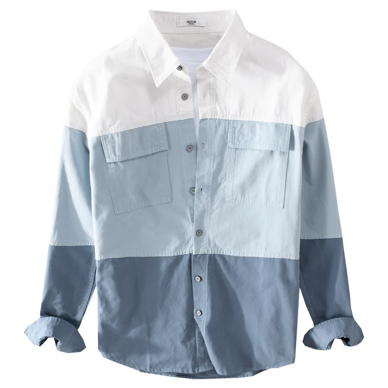 Herren Colorblock-Overshirt im Hemdjackenstil mit Brusttaschen und Relaxed-Fit Drune