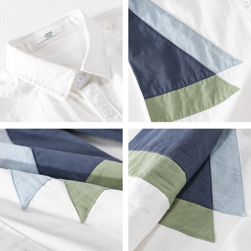 Herren Colorblock-Hemd aus Baumwollmix mit langen Ärmeln und kontrastierenden Paneelen Drune