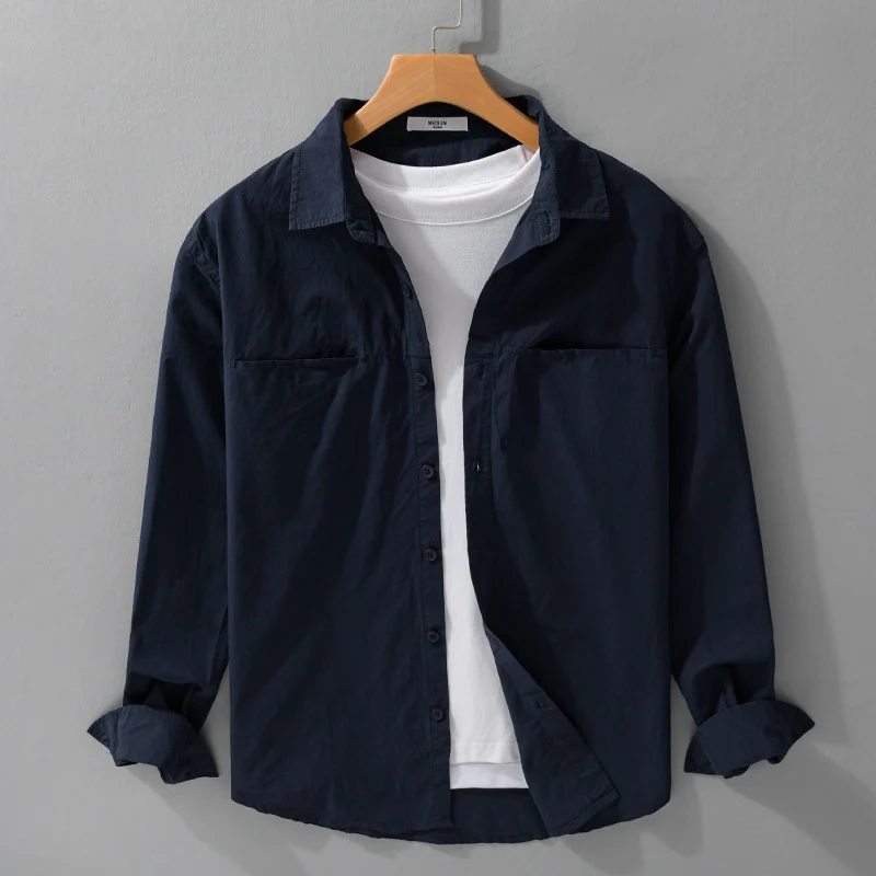 Herren Casual-Layering Hemdjacke mit versteckten Brustpaspeln und weichem Griff Drune