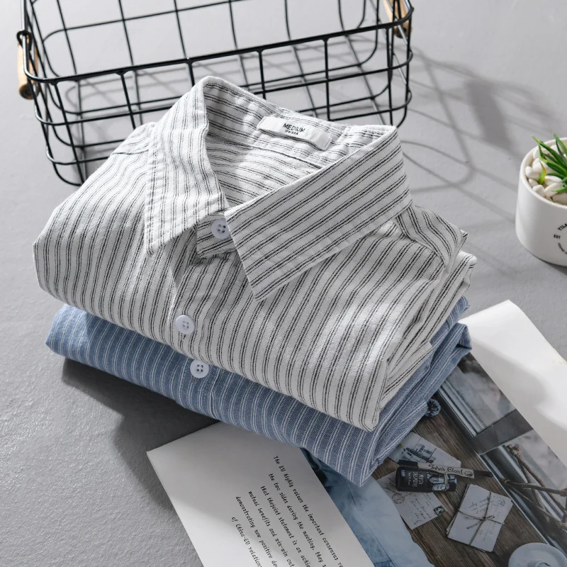 Herren Casual-Layering Hemdjacke im Streifenrelief aus leichtem Baumwolltwill mit zwei Klappbrusttaschen Drune