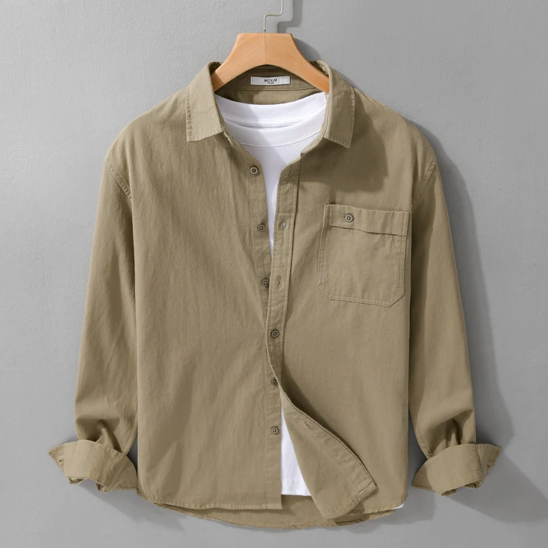 Herren Casual-Layering Hemdjacke aus leichtem Baumwoll-Twill mit aufgesetzter Brusttasche Drune