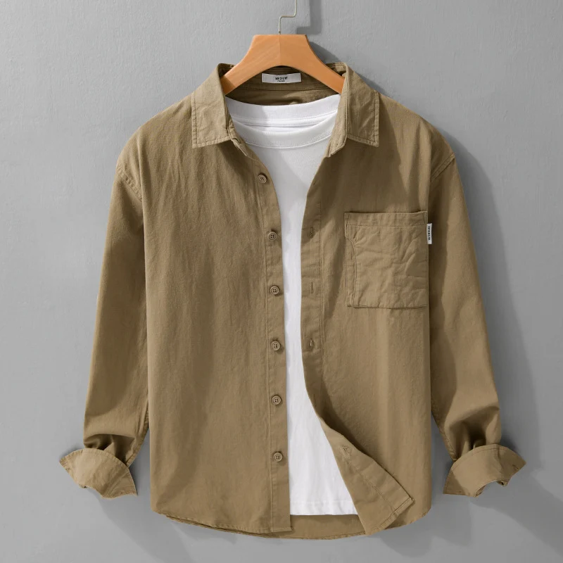 Herren Casual-Hemdjacke aus leichtem Baumwoll-Twill mit aufgesetzter Brusttasche und entspannter Passform Drune