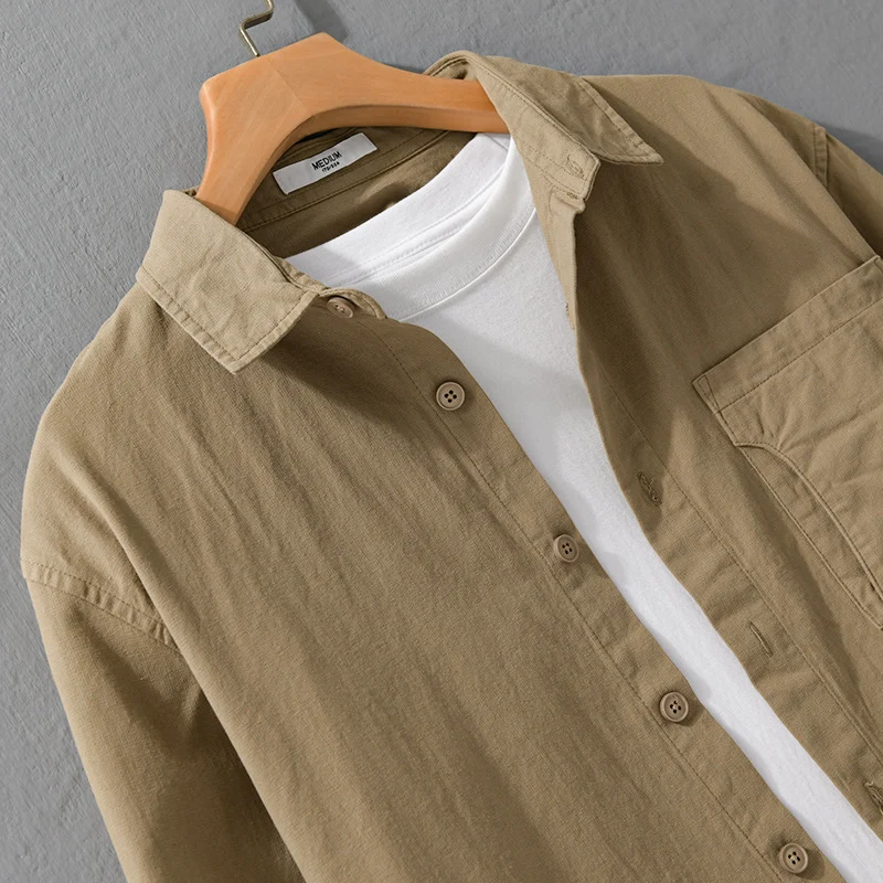 Herren Casual-Hemdjacke aus leichtem Baumwoll-Twill mit aufgesetzter Brusttasche und entspannter Passform Drune