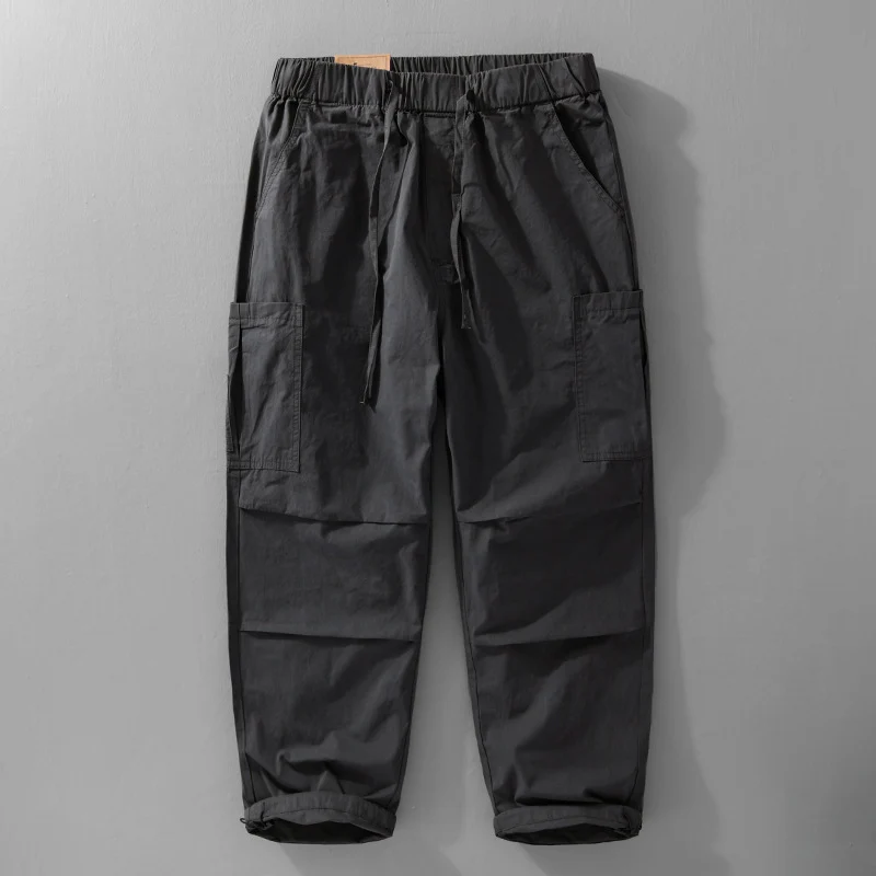 Herren Cargohose mit elastischem Bund, Kordelzug und aufgesetzten Beintaschen Drune