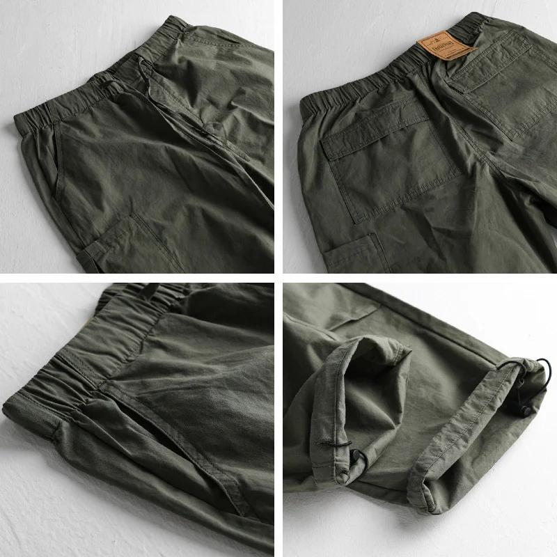 Herren Cargohose mit elastischem Bund, Kordelzug und aufgesetzten Beintaschen Drune
