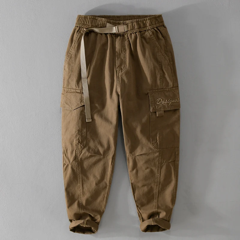 Herren Cargohose im Military-Look mit verstärkten Knien und elastischem Beinabschluss Drune