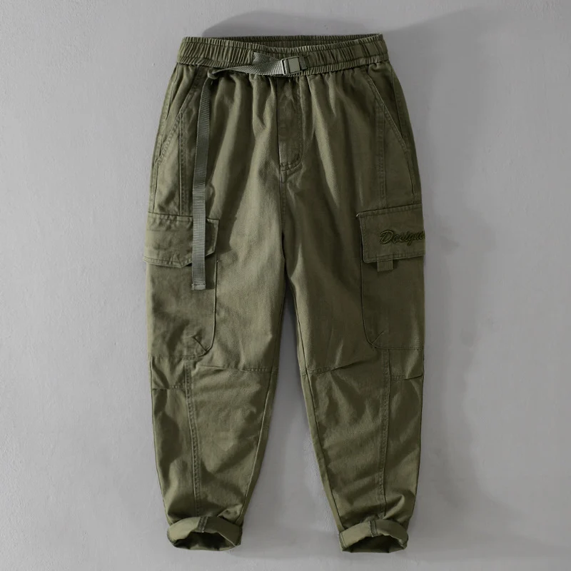Herren Cargohose im Military-Look mit verstärkten Knien und elastischem Beinabschluss Drune