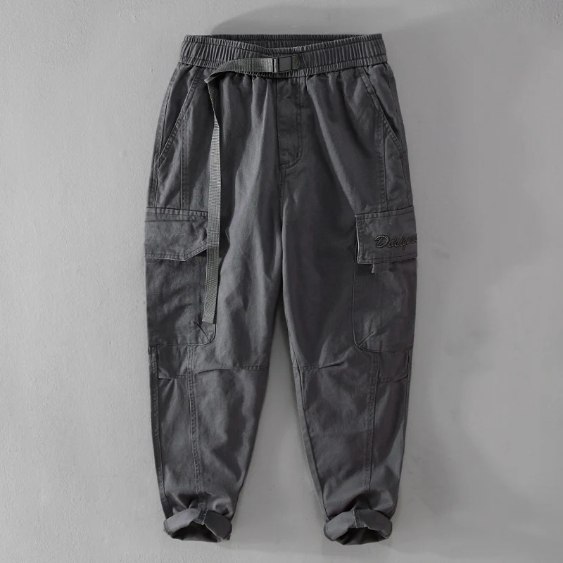 Herren Cargohose im Military-Look mit verstärkten Knien und elastischem Beinabschluss Drune