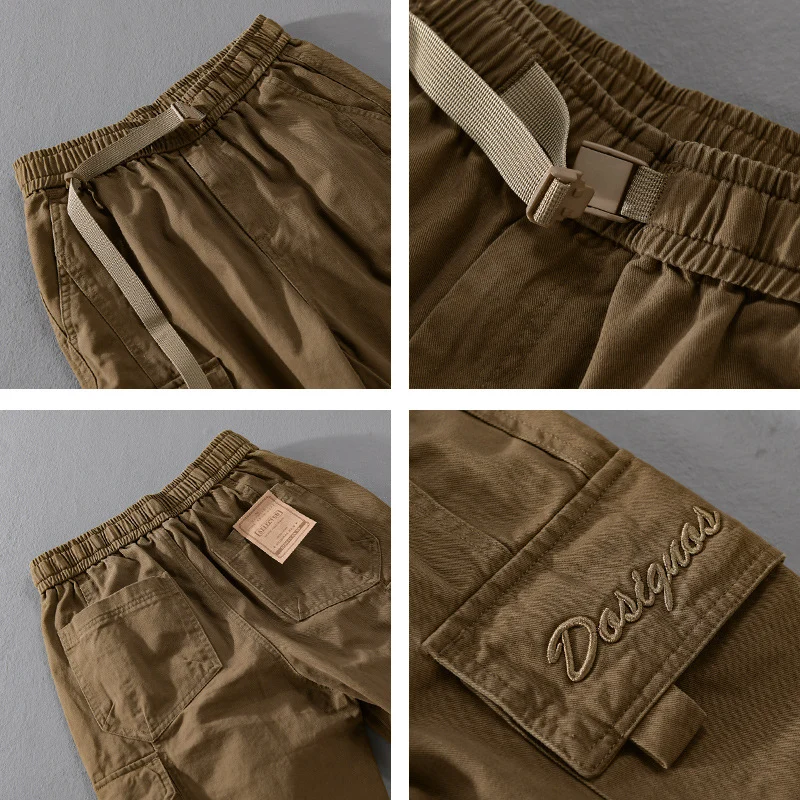 Herren Cargohose im Military-Look mit verstärkten Knien und elastischem Beinabschluss Drune