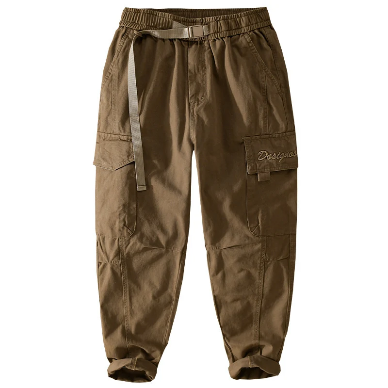 Herren Cargohose im Military-Look mit verstärkten Knien und elastischem Beinabschluss Drune