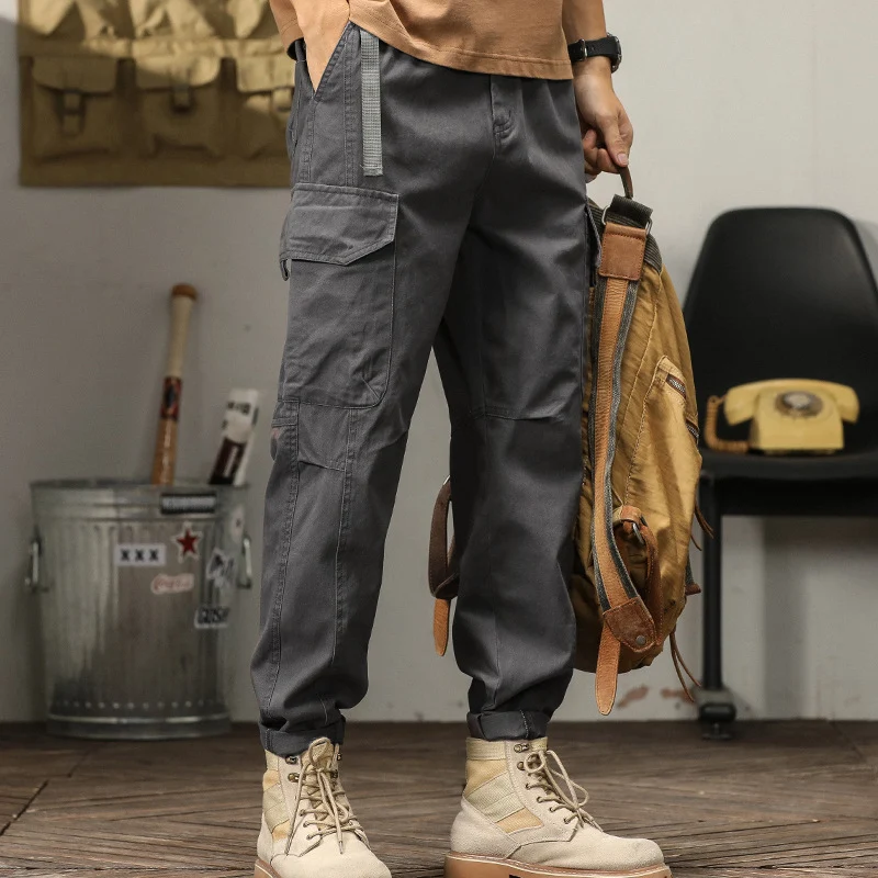 Herren Cargohose im Military-Look mit verstärkten Knien und elastischem Beinabschluss Drune