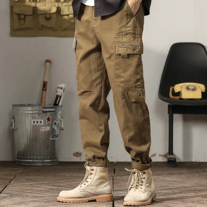 Herren Cargohose im Military-Look mit verstärkten Knien und elastischem Beinabschluss Drune