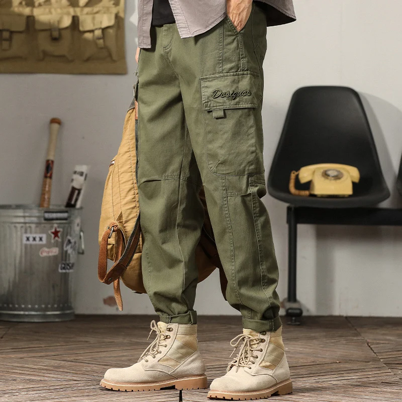 Herren Cargohose im Military-Look mit verstärkten Knien und elastischem Beinabschluss Drune