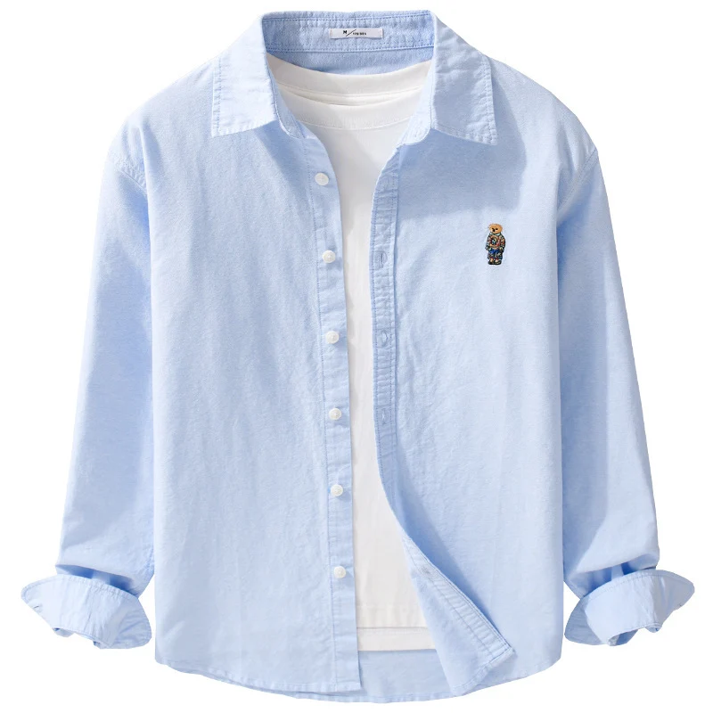 Herren Button-Down Overshirt im Casual-Relaxed-Stil mit tonaler Stickerei Drune
