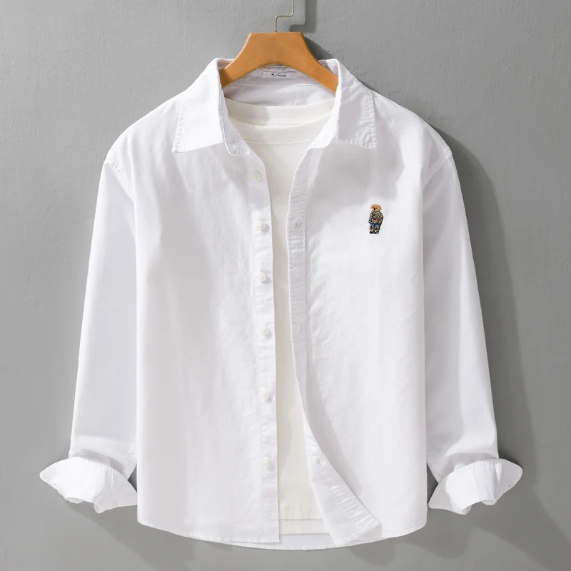 Herren Button-Down Overshirt im Casual-Relaxed-Stil mit tonaler Stickerei Drune