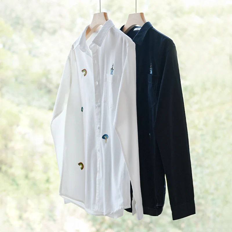 Herren Besticktes Leichtes Baumwoll-Overshirt mit Brusttasche und dezenten Patch-Stickereien Drune