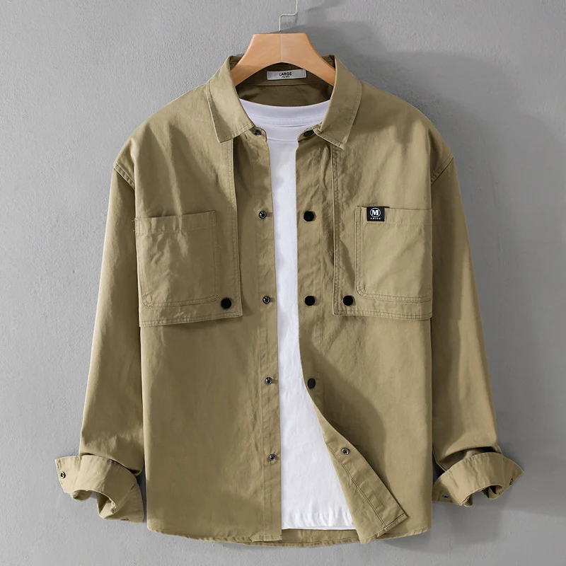 Herren Baumwoll-Overshirt mit Druckknopfleiste, Doppel-Brusttaschen und relaxed Fit Drune